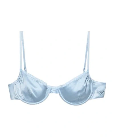 Prada Vintage-look Satin Bra In Blue