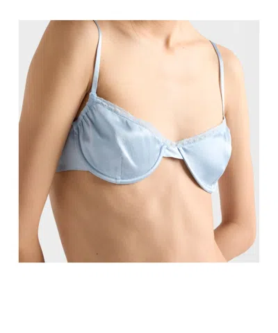Prada Vintage-look Satin Bra In Blue