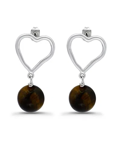Macy's Silver Plated Open Heart Post Earrings In Silver