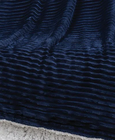 London Fog Plush Large Corduroy Blanket, Twin In Blue