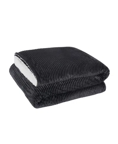 London Fog Plush Large Corduroy Blanket, King In Gray