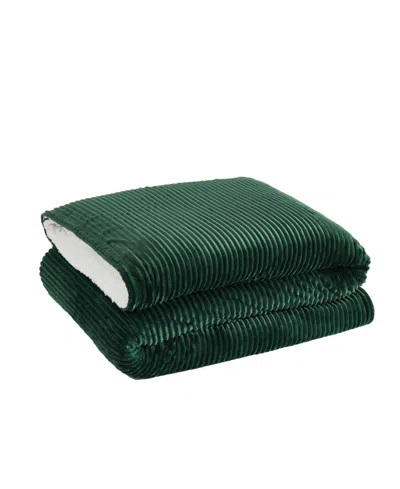 London Fog Plush Large Corduroy Blanket, Twin In Green