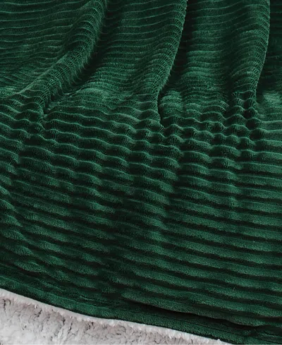 London Fog Plush Large Corduroy Blanket, King In Green