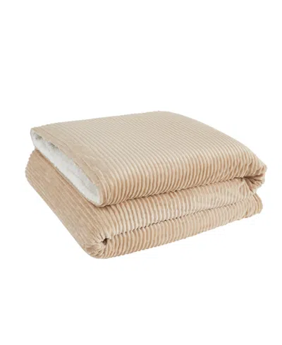 London Fog Plush Large Corduroy Blanket, King In Brown