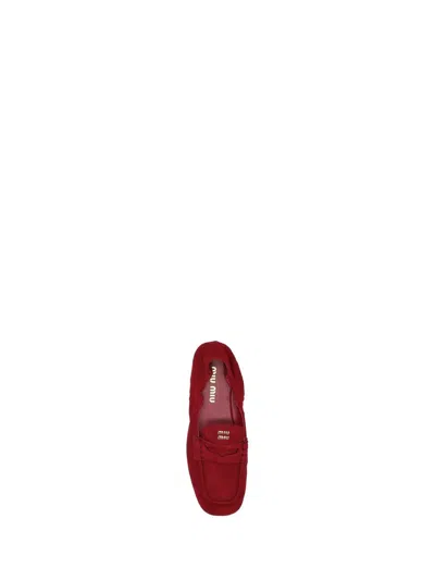 Miu Miu Mocassini Camoscio In Red