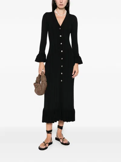 Sandro Robe Midi Dress In Black