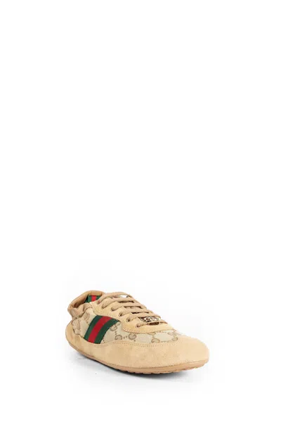 Gucci Shift Low Top Sneakers Rubber Sole Stripe In Sand