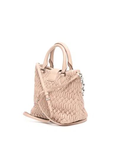 Miu Miu Nappa Chain Crystal Bag In Neutral