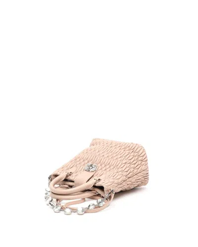 Miu Miu Nappa Chain Crystal Bag In Neutral