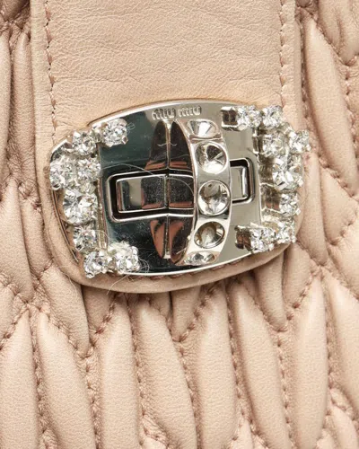 Miu Miu Nappa Chain Crystal Bag In Neutral