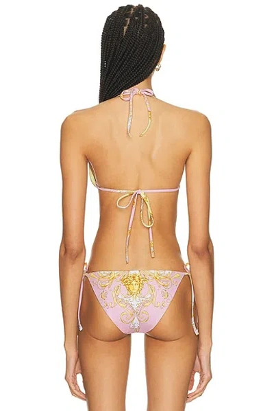 Versace Barocco Triangle Bikini Top Adjustable Straps In Yellow