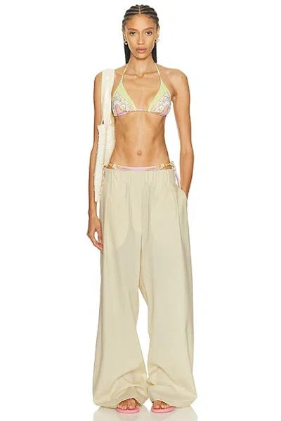 Versace Barocco Triangle Bikini Top Adjustable Straps In Yellow