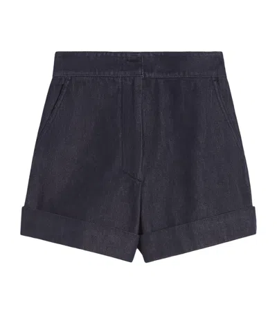 Max Mara Mxmcalca Tailored Shorts Belt Loops Pockets In Blue