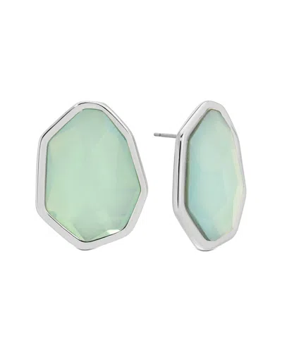 Ettika Silver Plated Stud Earrings In Green