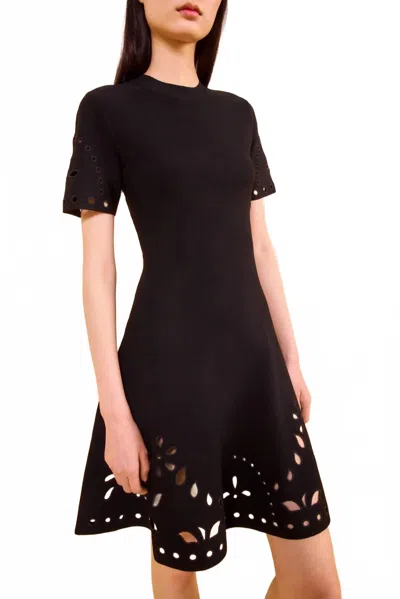 Ulla Johnson Fania Short Sleeve Knit Mini Dress In Noir In Blue