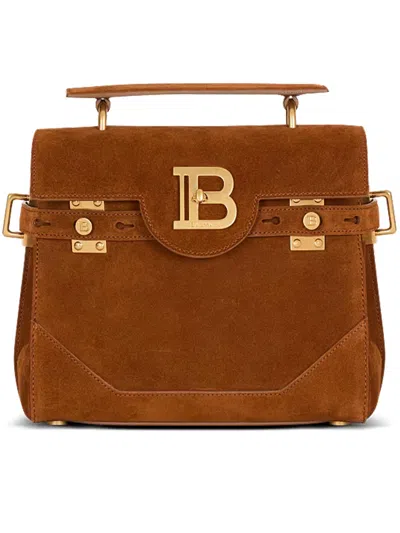 Balmain Medium Handle Bag Adjustable Strap Hardware In Brown