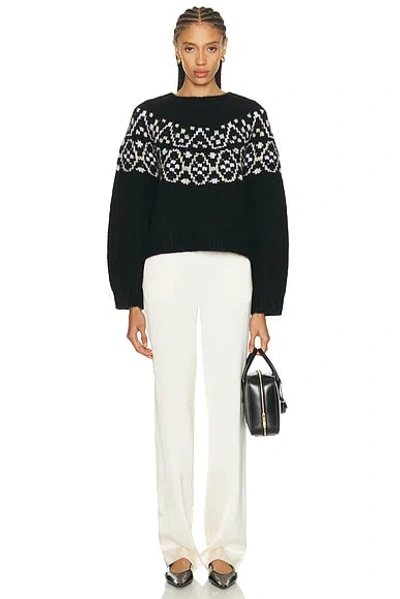 Nili Lotan Chrissy Fair Isle Jacquard-knit Cashmere And Silk-blend Sweater In Black