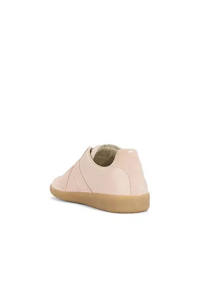 Maison Margiela 'replica' Pink Low Top Sneakers With Suede Details And Logo On The Tongue In Leather Woman In Beige