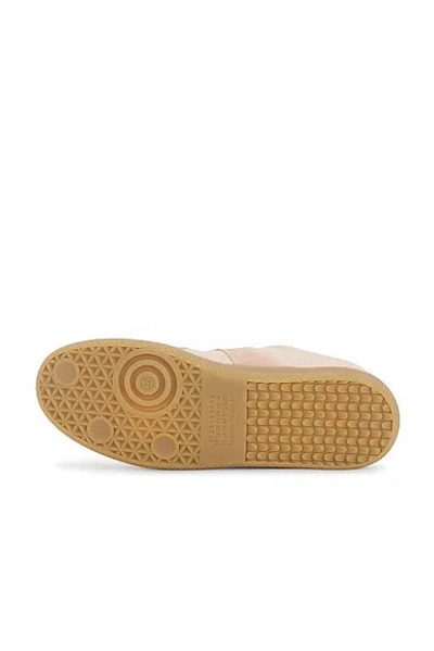 Maison Margiela 'replica' Pink Low Top Sneakers With Suede Details And Logo On The Tongue In Leather Woman In Beige