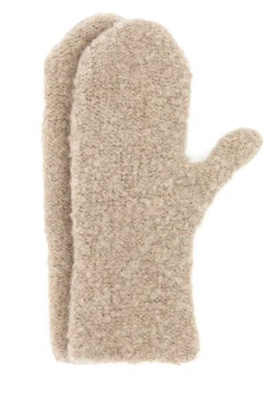 The Row Cashmere Blend Mittens Textured Finish In Neutral