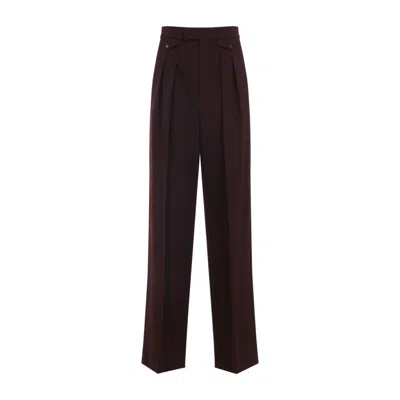 Chloé Suits Pant With Waist Pleats Trousers Bordeaux In Burgundy