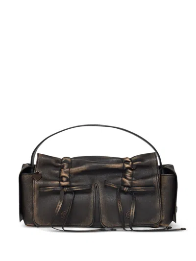 Acne Studios Multi Pocket Leather Handbag In Brown