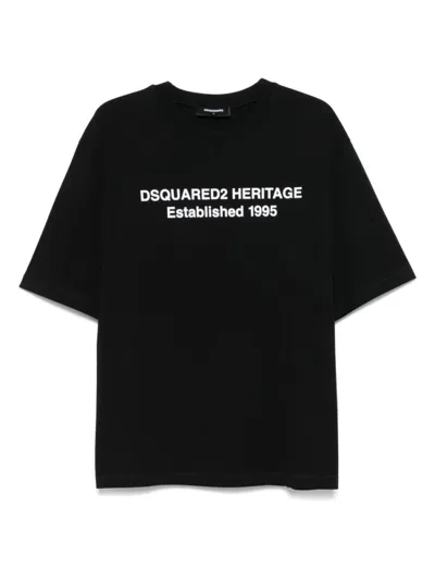 Dsquared2 Heritage Logo Loose Fit T Shirt In Black
