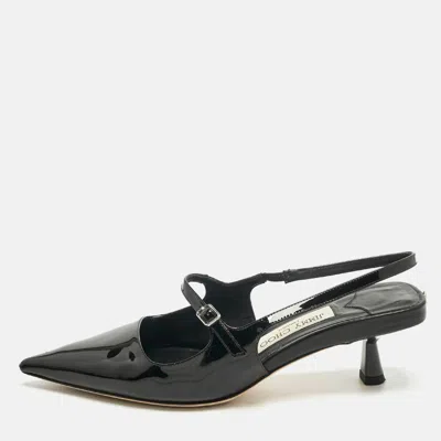 Jimmy Choo Black Patent Leather Didi Slingback Pumps In Multi