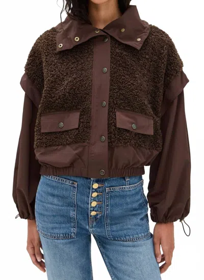 Ulla Johnson Aidan Teddy Fleece Jacket In Brown In Multi