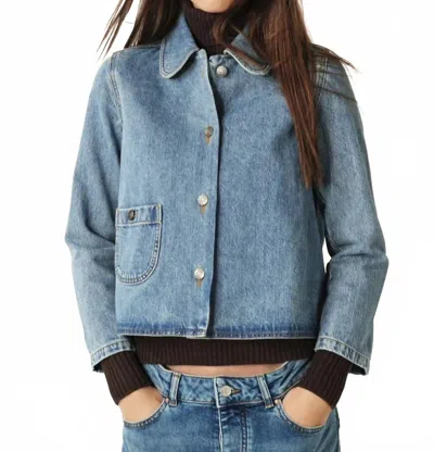 Ba&sh Tiny Denim Jacket In Blue Jeans In Multi