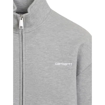 Carhartt Grey Logo Zip Sweatshirt In Gray