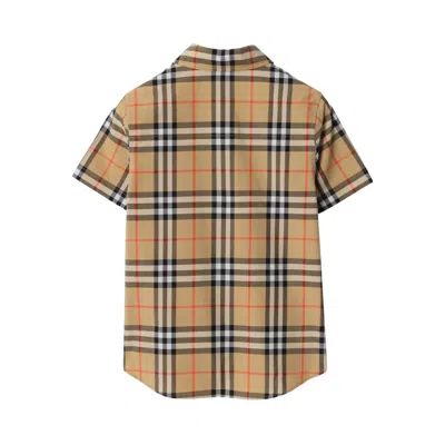 Burberry Check Poplin Shirt Kids In Brown