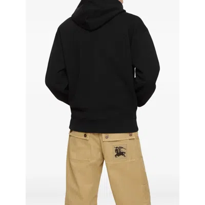 Burberry Men Black Hoodie With Drawstring Hood And Ekd Print And Logo Lettering On The Front In Cott In Black