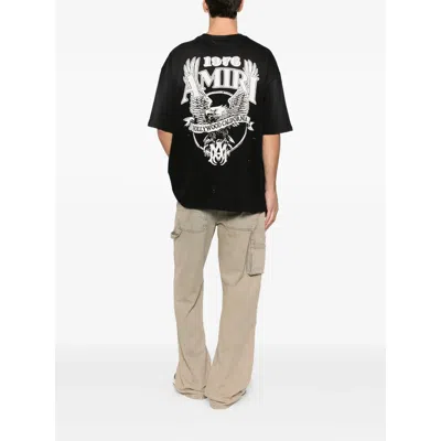 Amiri Graphic Print Crew Neck Short Sleeve Top In Black
