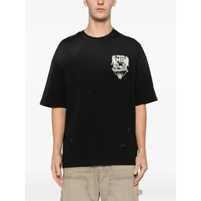 Amiri Graphic Print Crew Neck Short Sleeve Top In Black