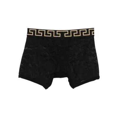 Versace Underpants Low Rise Trunk Stretch Bio Cotton Jers In Black