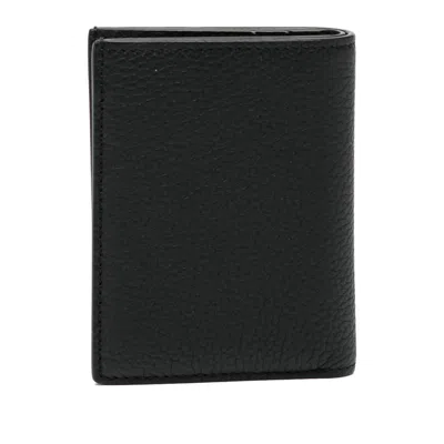 Tom Ford Black Card Holder With Embossed Logo Lettering On The Front In Grained Leather Man