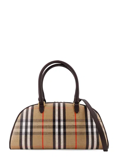 Burberry Coated Canvas Crossbody Bag With Check Pattern In Purple