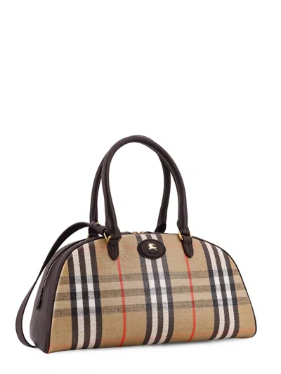 Burberry Coated Canvas Crossbody Bag With Check Pattern In Purple