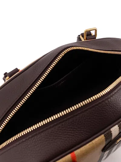 Burberry Coated Canvas Crossbody Bag With Check Pattern In Purple