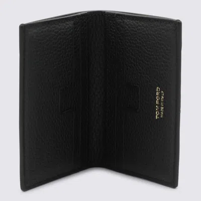 Tom Ford Black Card Holder With Embossed Logo Lettering On The Front In Grained Leather Man