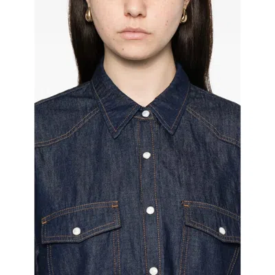 Khaite Grenon Denim Cropped Shirt In Blue