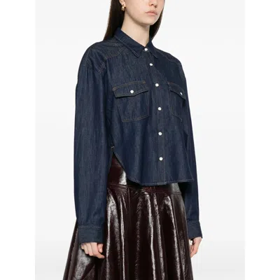 Khaite Grenon Denim Cropped Shirt In Blue