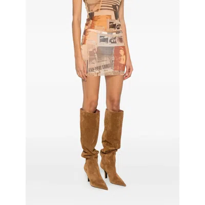 Jean Paul Gaultier Printed Midi Skirt In Multi