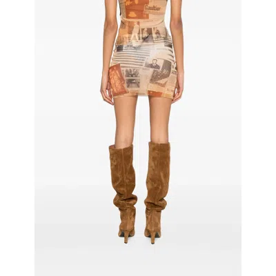 Jean Paul Gaultier Printed Midi Skirt In Multi