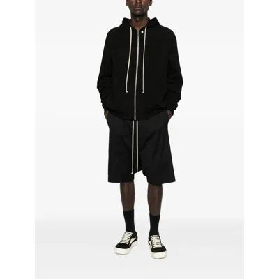 Rick Owens Hooded Zip Windbreaker Jacket In Black