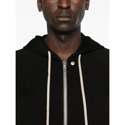 Rick Owens Hooded Zip Windbreaker Jacket In Black