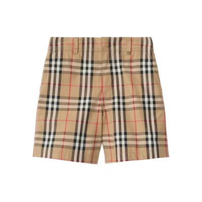 Burberry Oxford Cotton Check Shorts In Brown