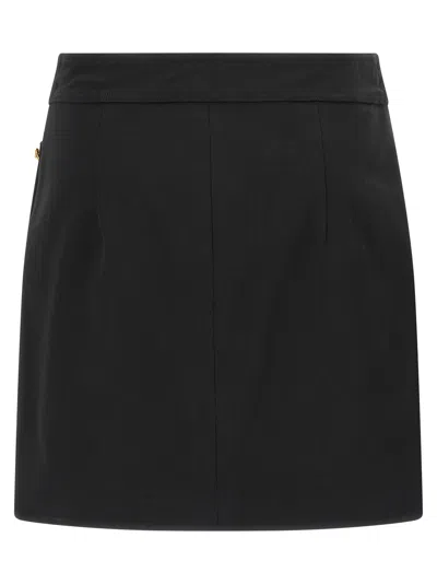 Elisabetta Franchi Asymmetric Mini Skirt Featuring Jewel Buttons In Black