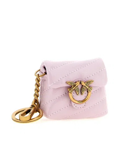 Pinko Bird-embellishment Keyring In Pink